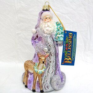 Kurt Adler Glass Bellissimo Santa Ornament NWT lavender